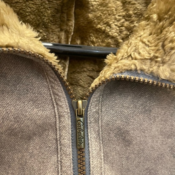CABELAS Faux Fur Suede Sport Outdoor Barn Utility Hunting Jacket Coat Med Brown - Picture 6 of 12
